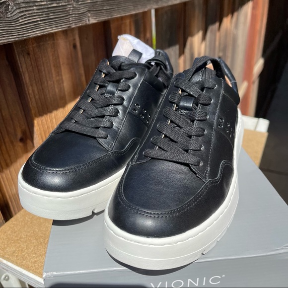 Vionic Woman’s Abyss Ysenia Black Fashion Leather Lace Up Sneaker Platform Sz 6 - Picture 2 of 8